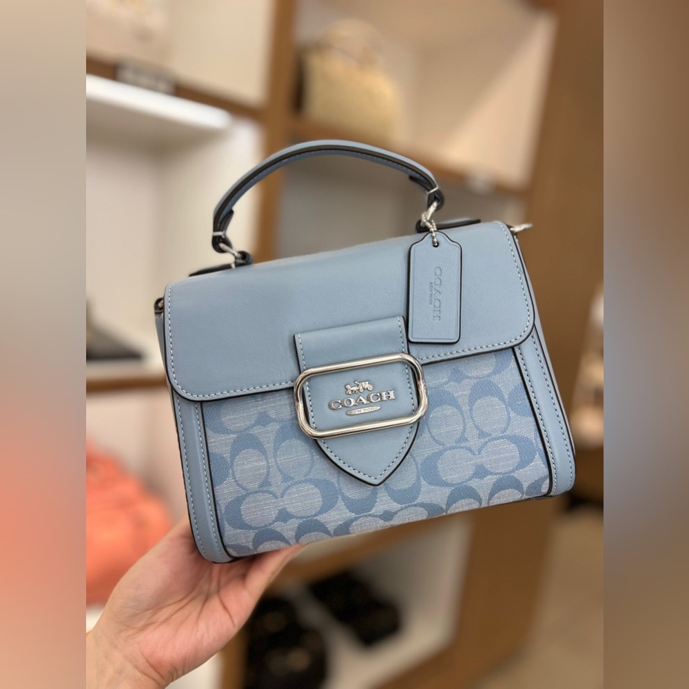 NWT！COACH MORGAN TOP HANDLE SATCHEL IN SIGNATURE CHAMBRAY（COACH CH142）